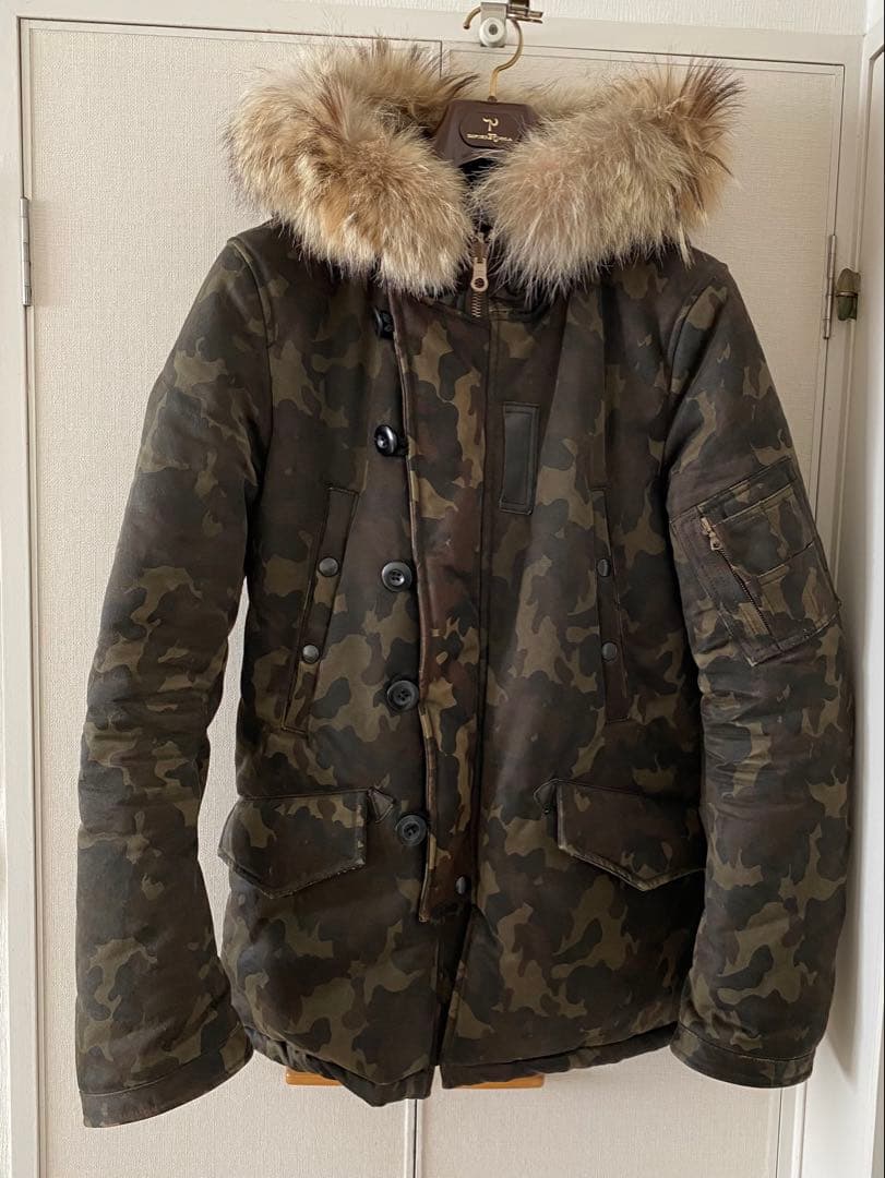 wjk 迷彩柄ファー付きモッズコート　日本製