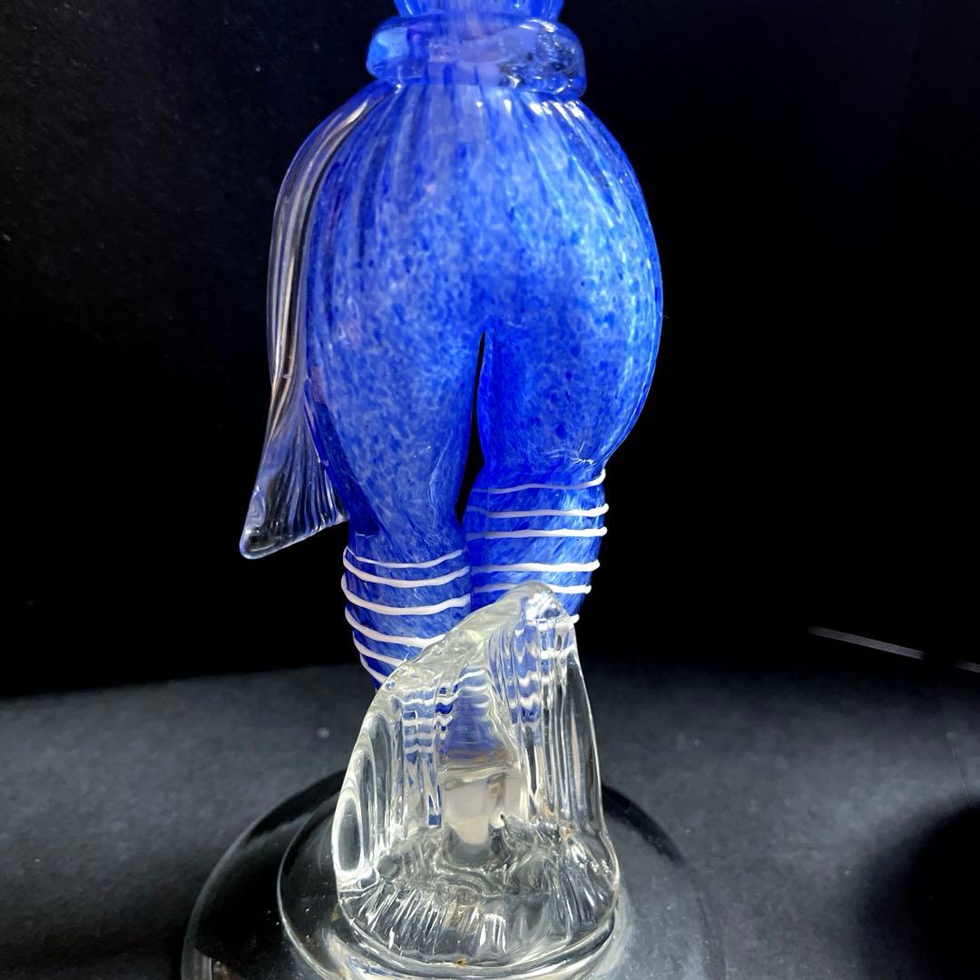 ムラーノ　ベネチアングラス　金彩付き　ブルーガラス人形　ペア　フィギュリン