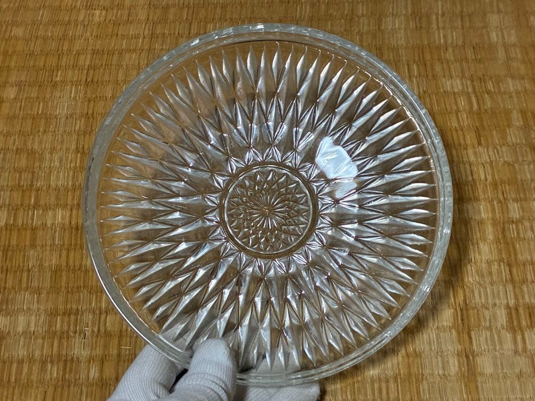 切子 気泡 ギヤマン カットガラス皿 ガラス蓋物 ボンボニエール 時代物