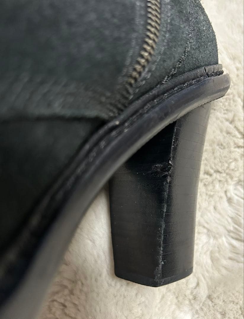 PRADA/レースアップブーツ/size40.5/黒/スエード/サイドジップ