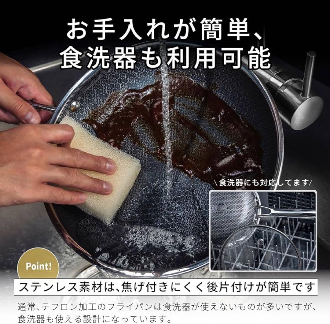 HexClad ハイブリッド ノンスティック フライパン 【20cm】 [焦げ付
