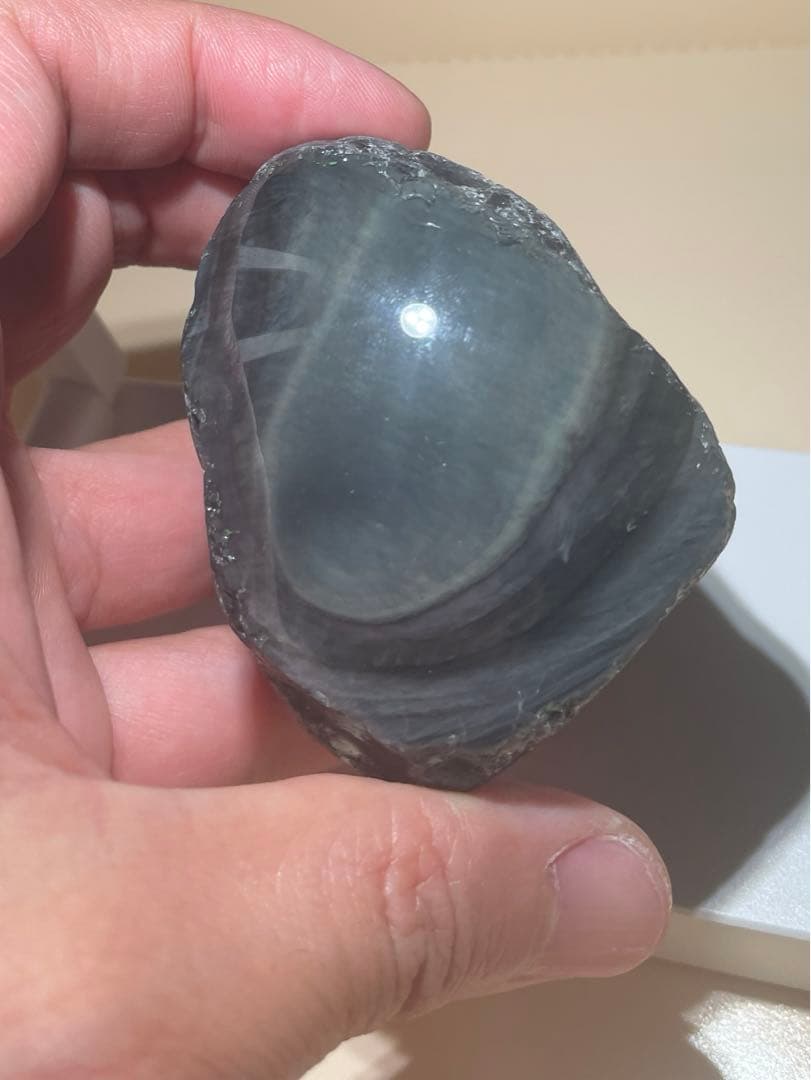 研磨品　十勝石玲瓏両面磨き　レインボーオブシディアン　虹雲