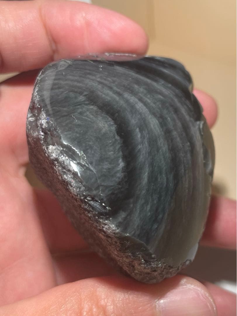 研磨品　十勝石玲瓏両面磨き　レインボーオブシディアン　虹雲