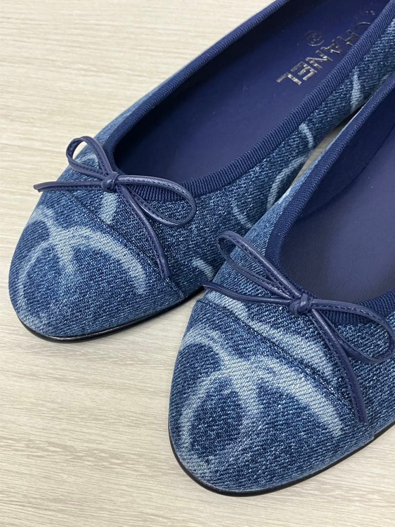CHANEL シャネル デニム バレリーナ シューズ バレエシューズ 37C