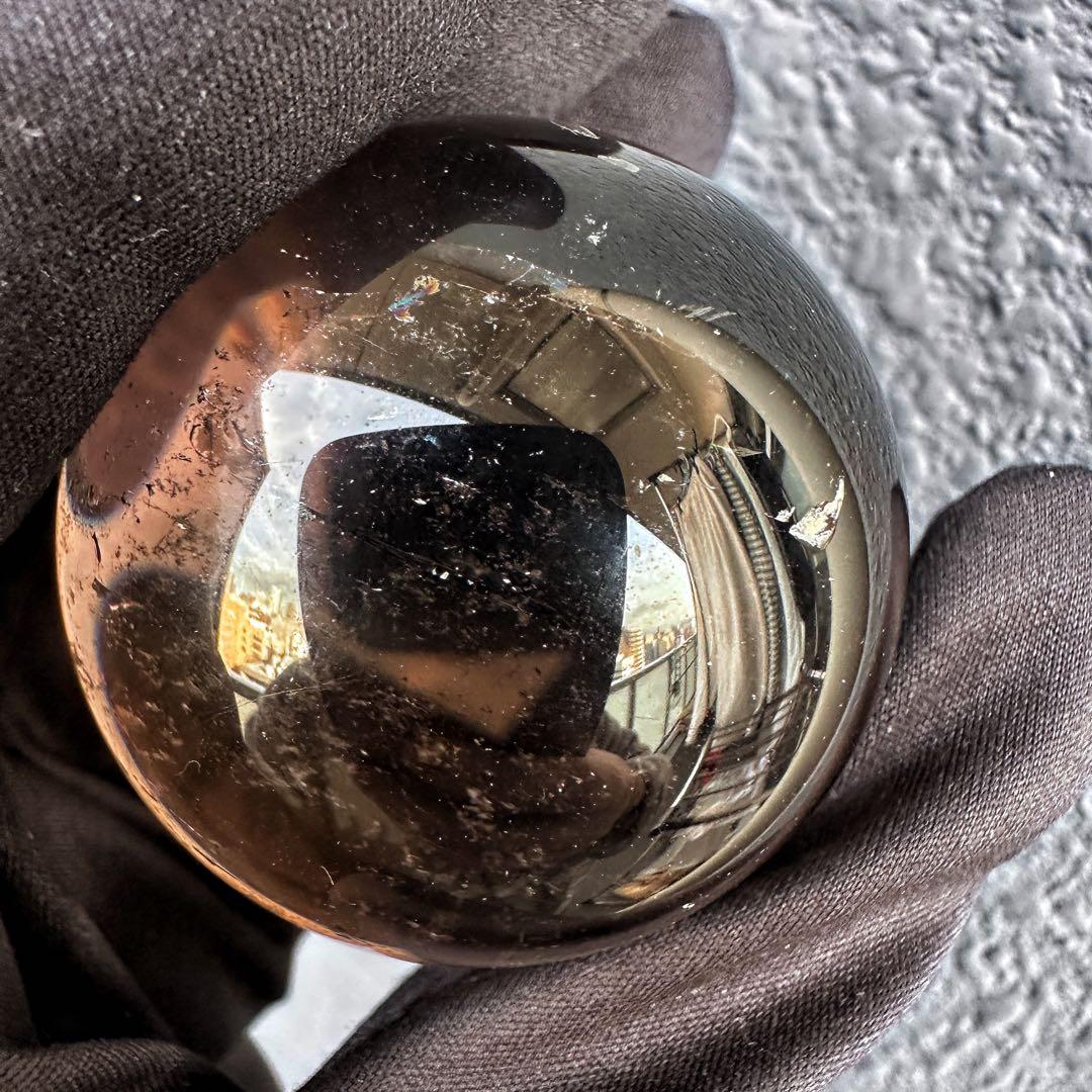 開運 魔除 ❗️レインボー☆スモーキークォーツ丸玉☆パワーストーン天然石A1306