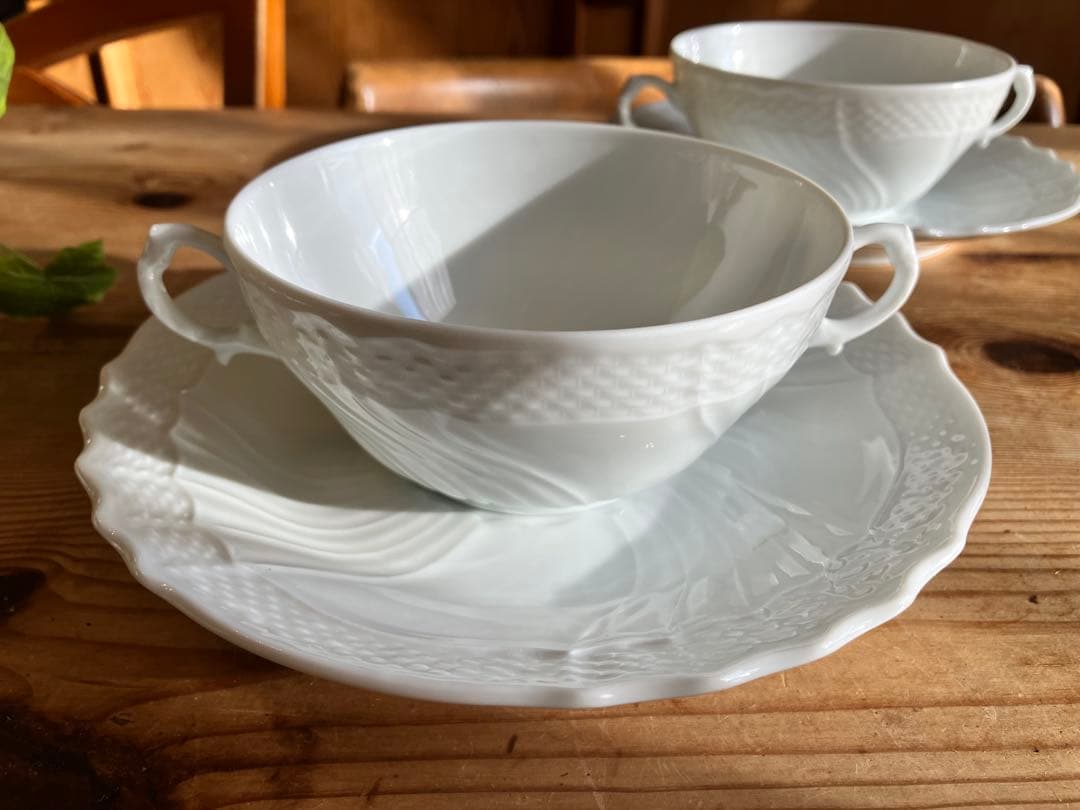ジノリ　ベッキオホワイト　スープカップアンドソーサー×2