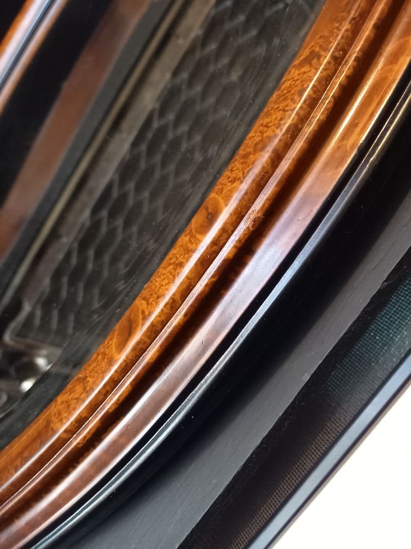 イタリア製　ヴィンテージ　大型　オーバル　ウッド　壁掛け鏡　ウォール　ミラー