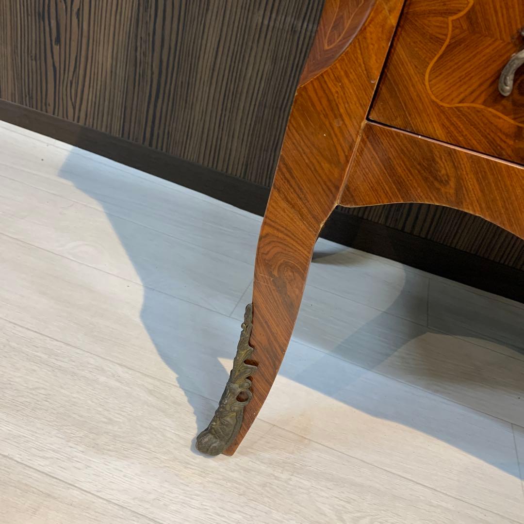 高級アンティーク　ライティングビューロー　チェスト　鍵付き　象嵌　猫脚　イタリア