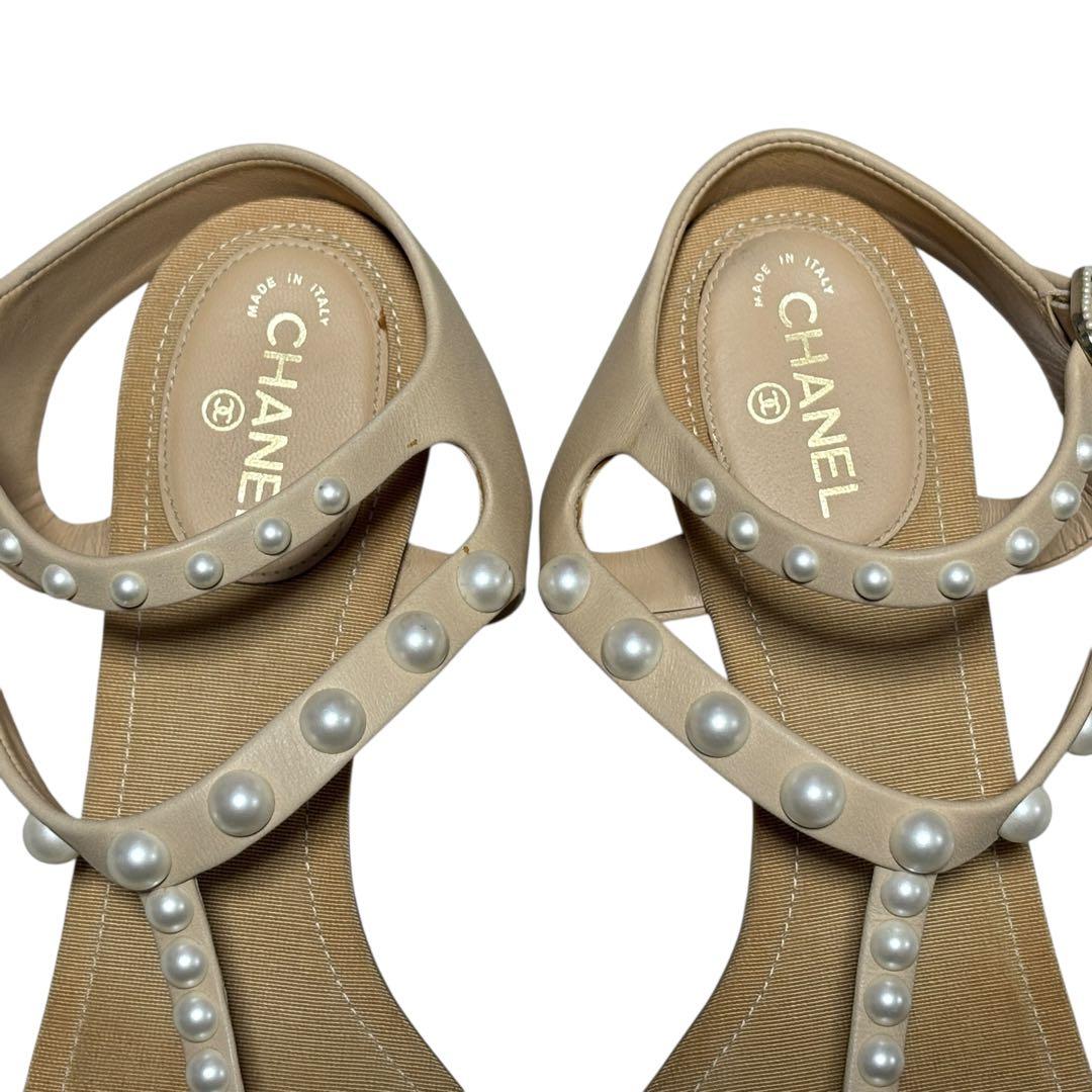 CHANEL シャネル ココマーク パール サンダル 38 1/2
