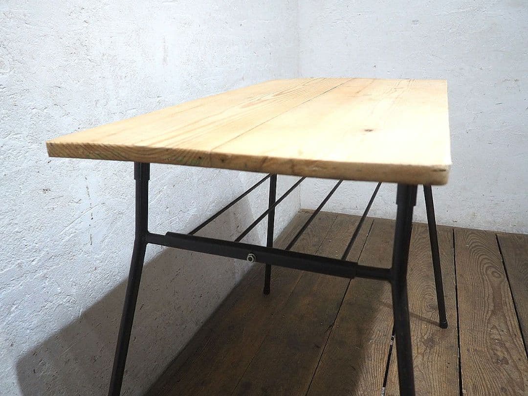 1400 ビンテージ　折りたたみ式　古い鉄脚テーブル　レトロ　展示台　工業系
