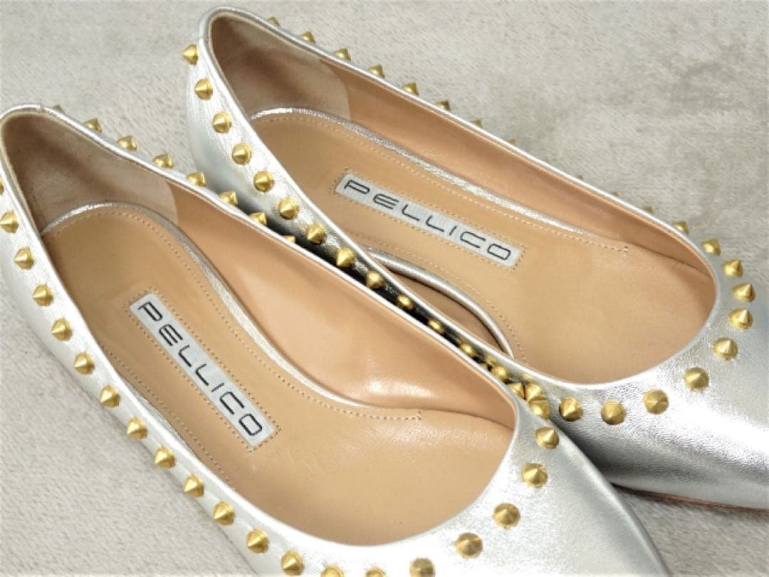 【ペリーコ】ANIMA スタッズパンプス フラットパンプス スタッズ シルバー