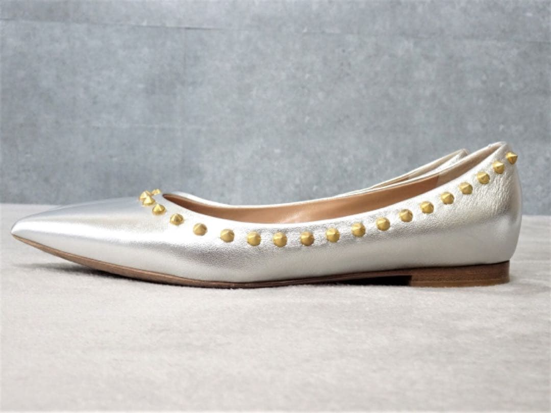 【ペリーコ】ANIMA スタッズパンプス フラットパンプス スタッズ シルバー
