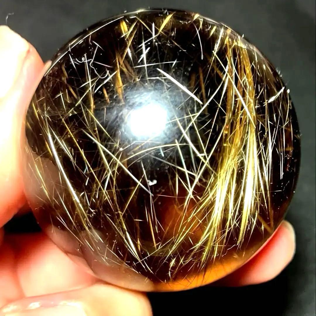 超絶綺麗✨48mm ゴールドルチルクォーツ　丸玉　スフィア　金針水晶