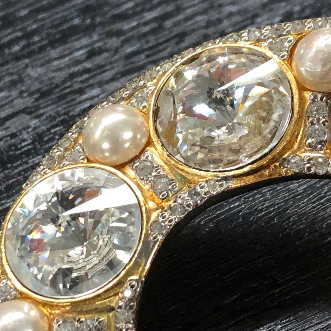 希少 VALENTINO バレンチノ 特大 ラインストーン パール ブローチ