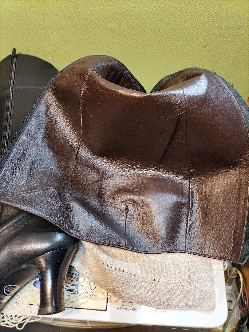 モモンガうさぎ屋の黒革ロングブーツ24センチ