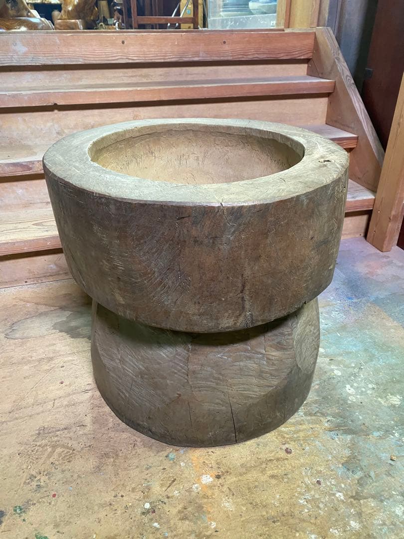 お餅つき　臼　レトロ　置物　工芸品　骨董品　インテリア　017