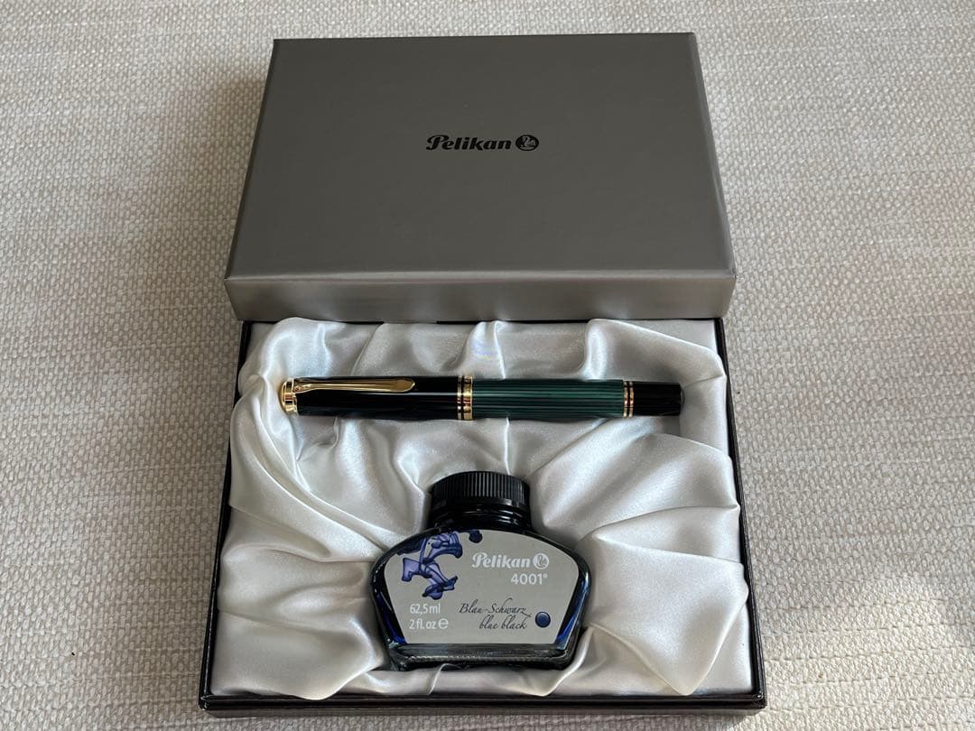 ペリカン スーベレーン M1000 F 細字 18C-750 緑縞 インクセット