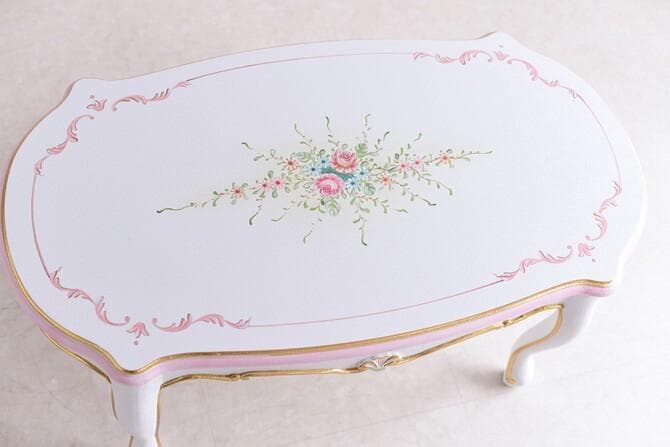 ロココ調 ガラス天板付きセンターテーブル