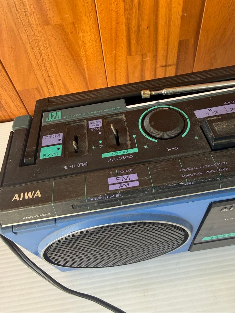 AIWA CS-J20 ラジカセ レトロ希少青色(a67)
