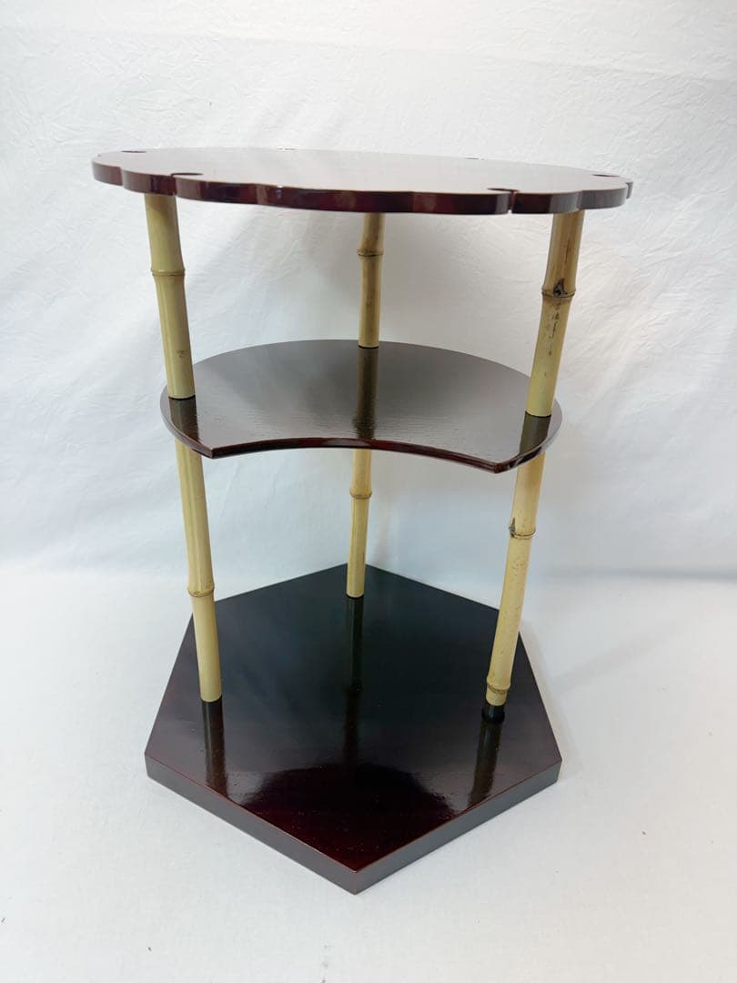 ほぼ未使用 茶道具 指物師 渡辺可映作 江戸千家八代一元斎好写 亀甲棚 溜塗共箱