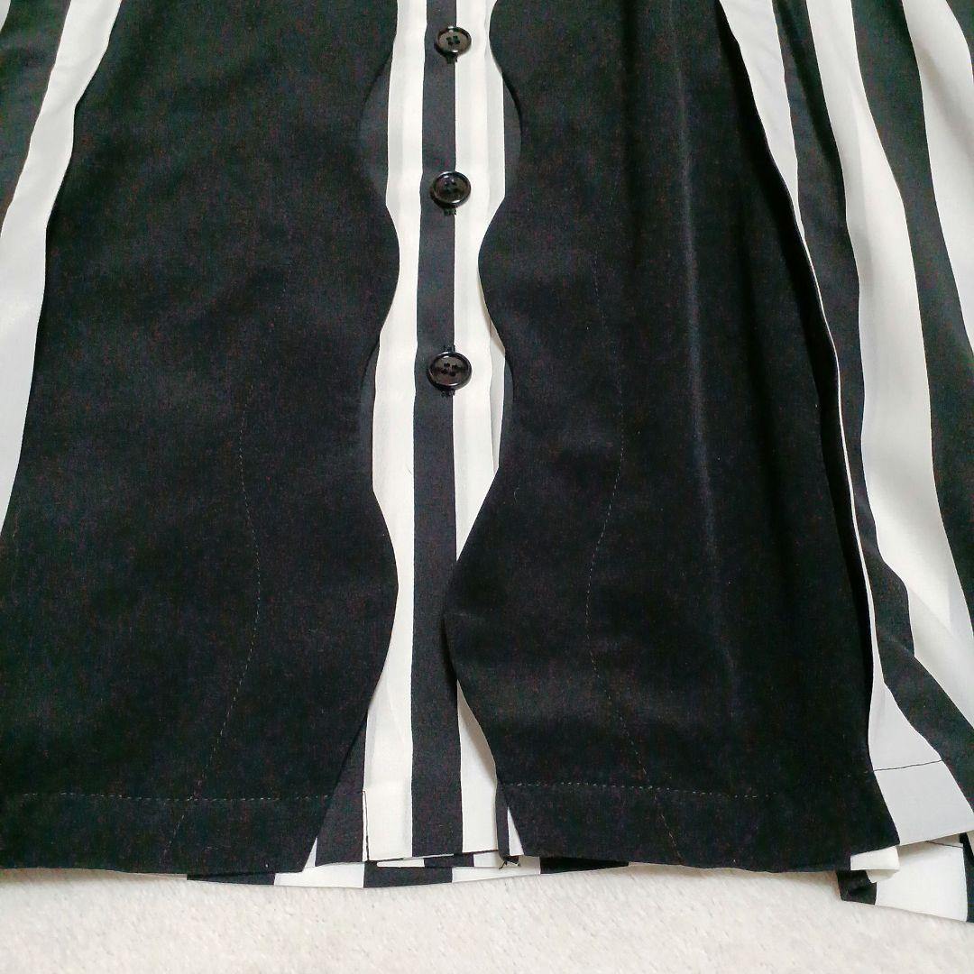 LIMI feu　リミフゥ　ストライプ　ドレスシャツ　フロントデザイン　S　黒白