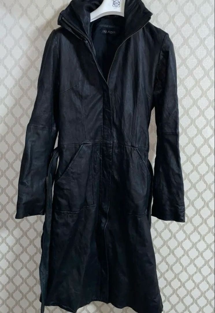 The first ラムレザー ジップアップワンピースブラック36