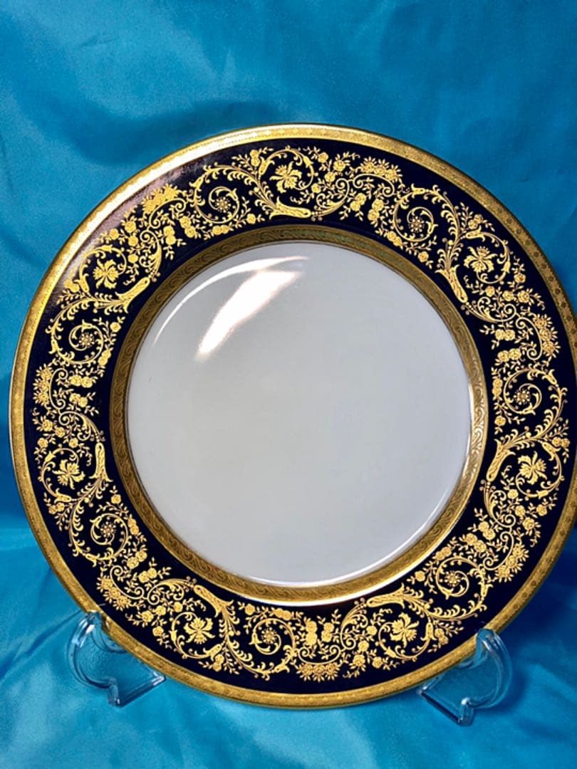 限定SALE★★新品♪豪華紺地金彩ディナー皿♪プレート2枚♪ウィーン♪華麗盛り金