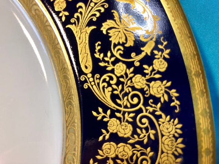 限定SALE★★新品♪豪華紺地金彩ディナー皿♪プレート2枚♪ウィーン♪華麗盛り金