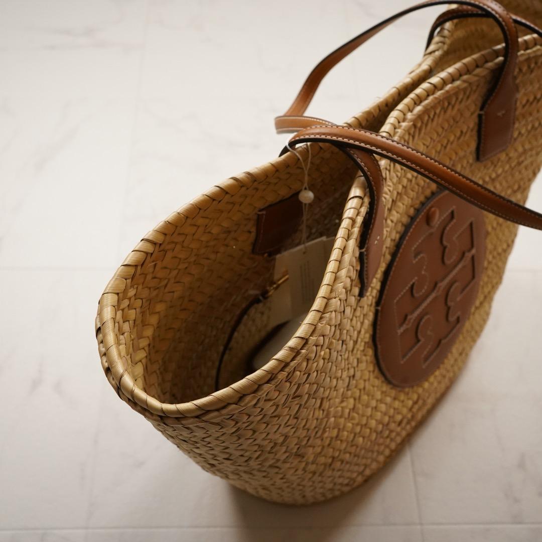 未使用級 TORY BURCH かごバッグ ラフィア ベージュ ポーチ付