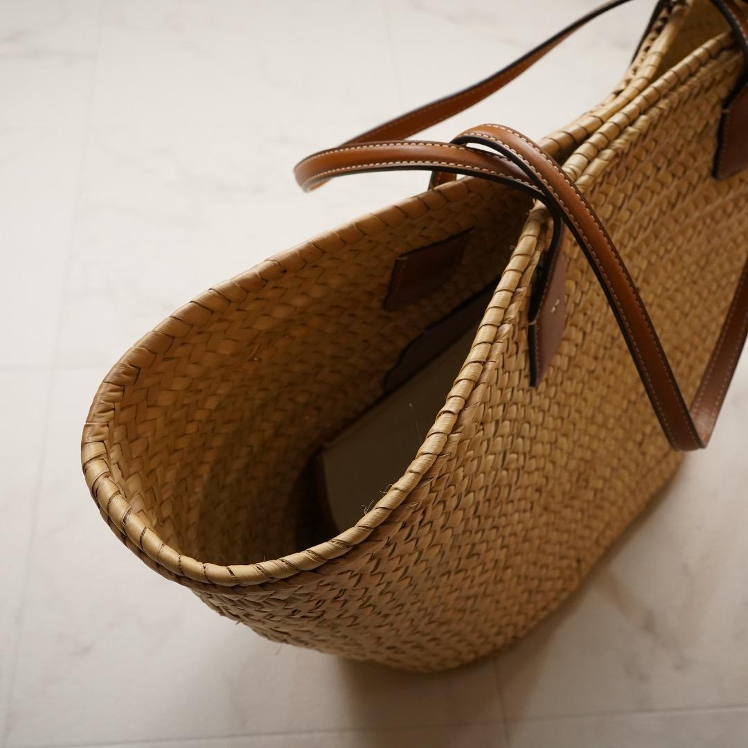 未使用級 TORY BURCH かごバッグ ラフィア ベージュ ポーチ付