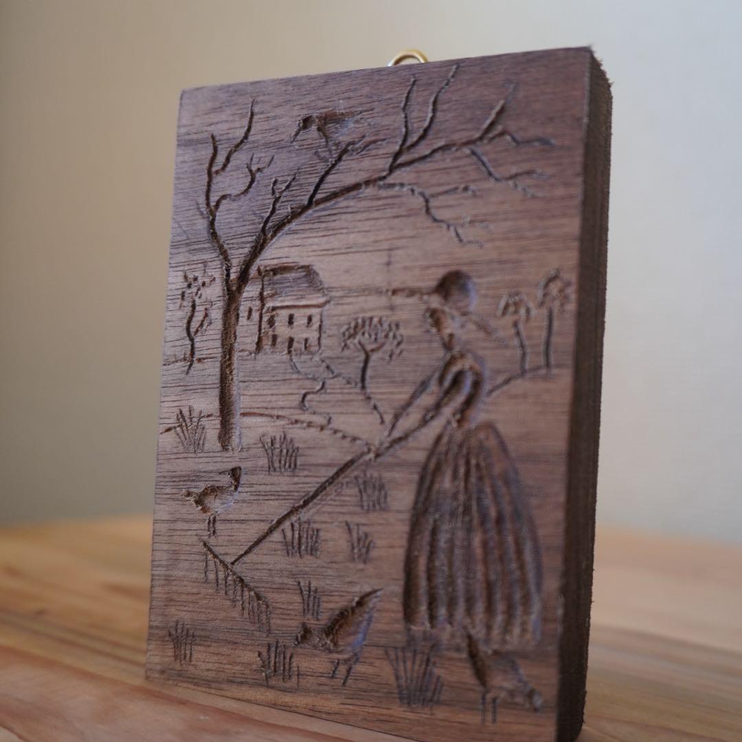 【英国作家手彫り】菓子木型 クッキー型 スペキュロス型 アンティーク調