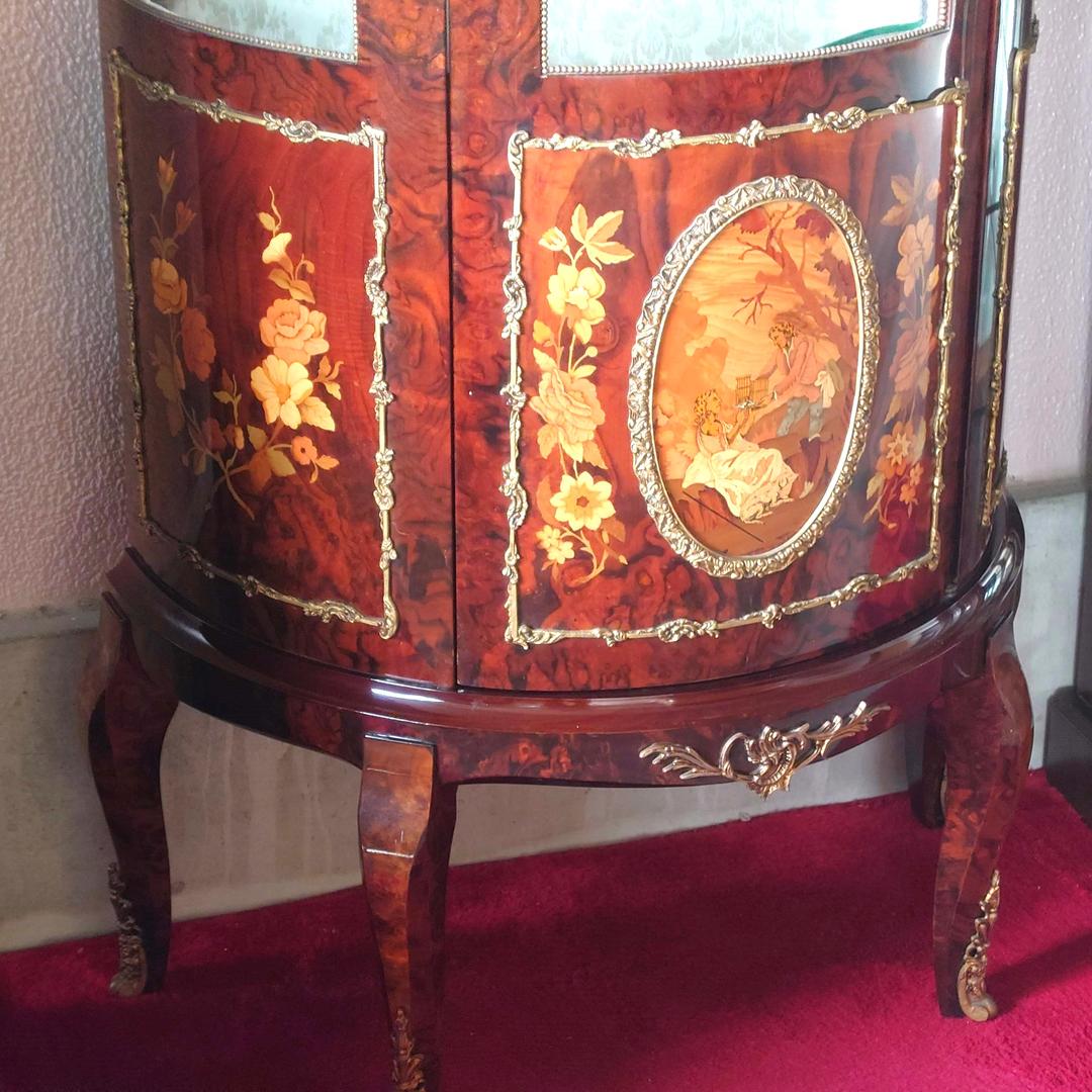 スペイン アンティーク飾り棚 マホガニーローズウッド キャビネット