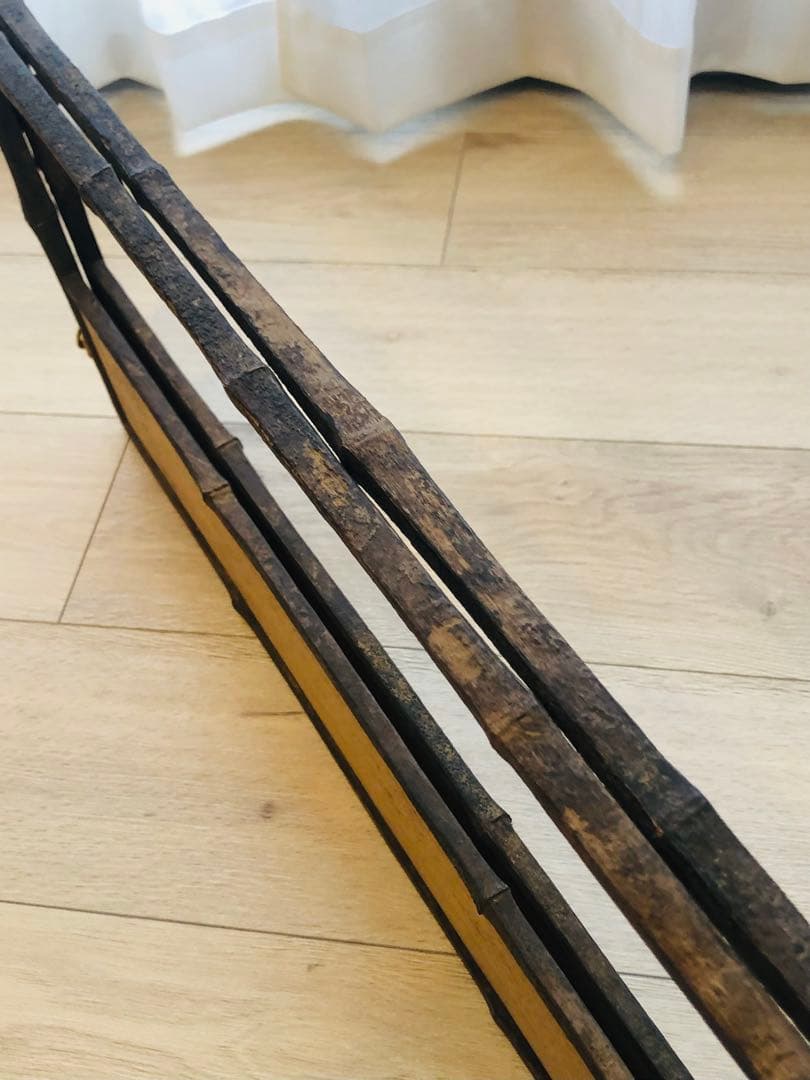 指物師　善州　造 古竹意　炉屏　２枚折 共箱付き 煎茶道具結界斑竹