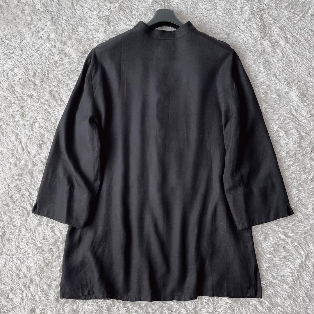 【美品】ローレンラルフローレン チャイナシャツ チュニック 黒シルク100％