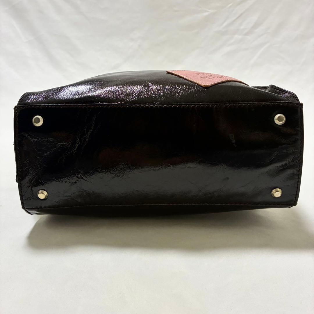 【美品】ヴィヴィアンウエストウッド ハンドバッグ エナメル スカル オーブ 黒