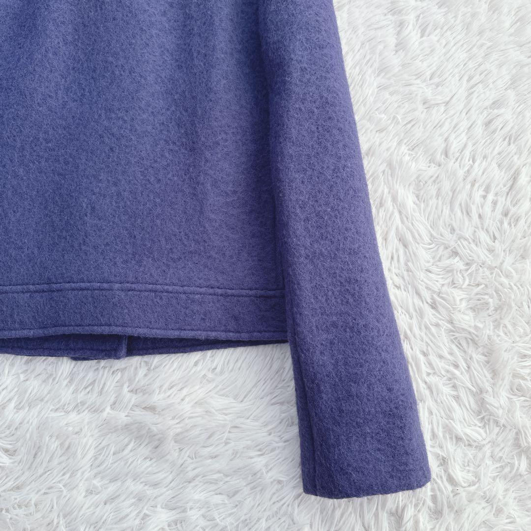 極美品 ジルサンダーネイビー ウールショートコート ジャケット パープル XL