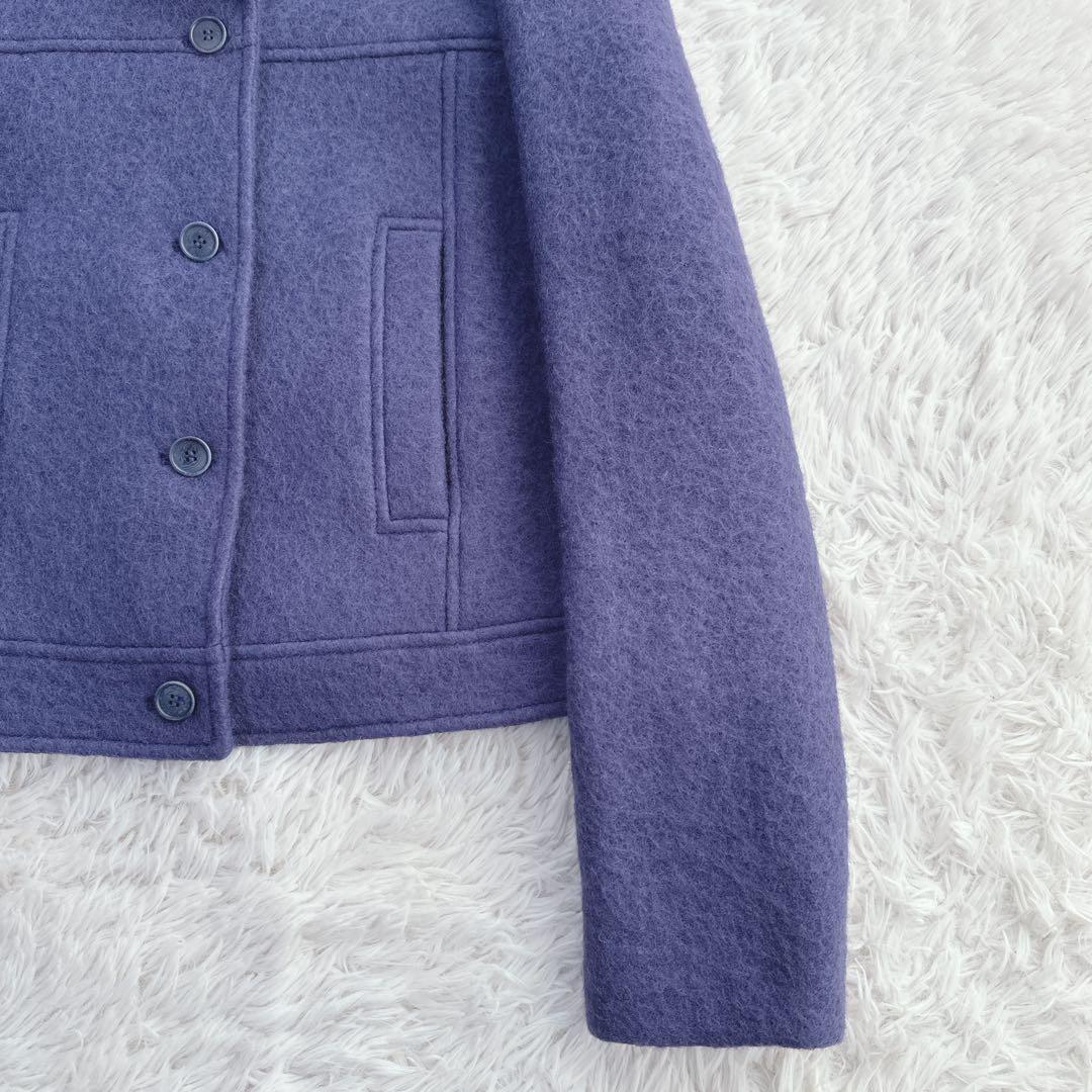 極美品 ジルサンダーネイビー ウールショートコート ジャケット パープル XL