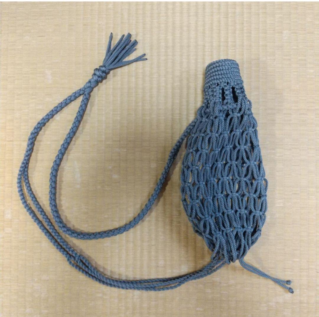 法螺貝　袋　中　ブルーグレー　七宝編み