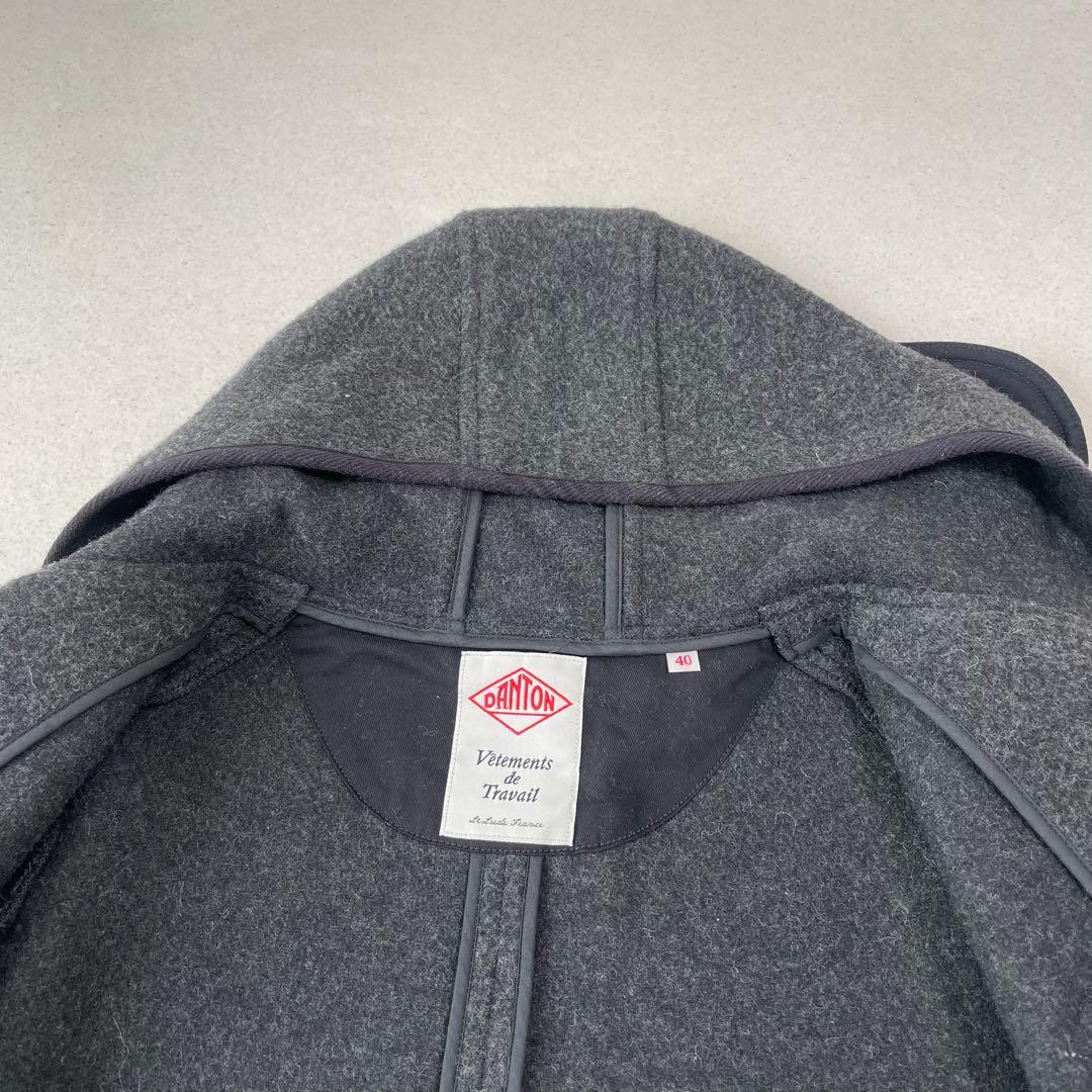DANTON ダントン フード付き ウールモッサコート チャコールグレー 40
