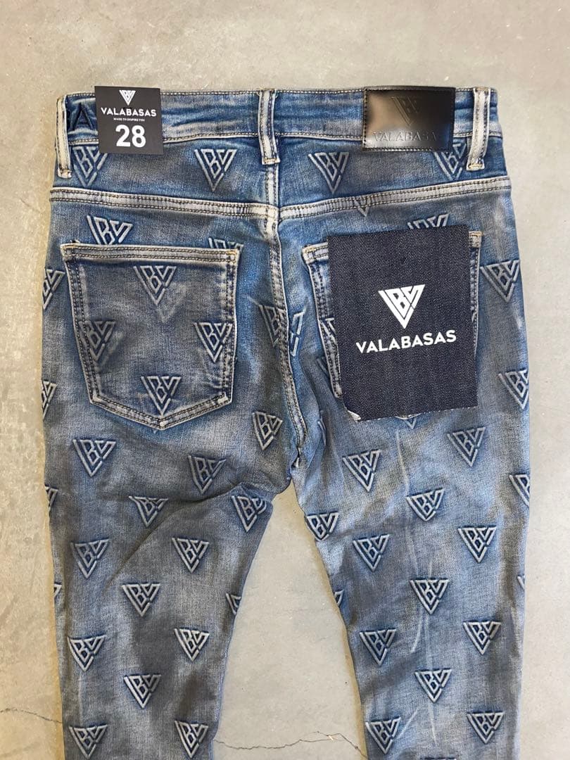 VALABASAS バラバサス モノグラムスキニーフレアデニム 28 ラスト一点
