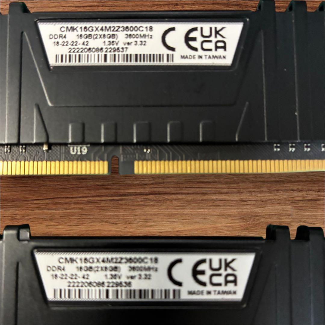 【動作確認済み】Corsair DDR4 3600 16GB(8GB×2)