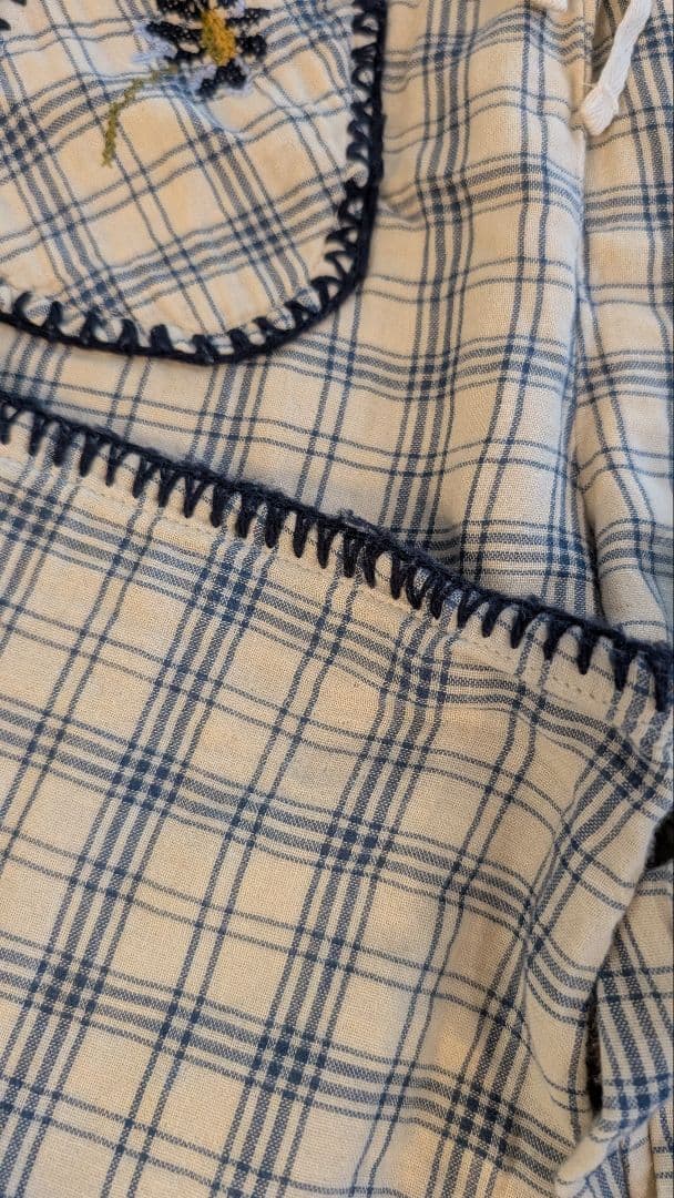 liilu┊︎6y┊︎チェック柄刺繍ポケット付きパンツ