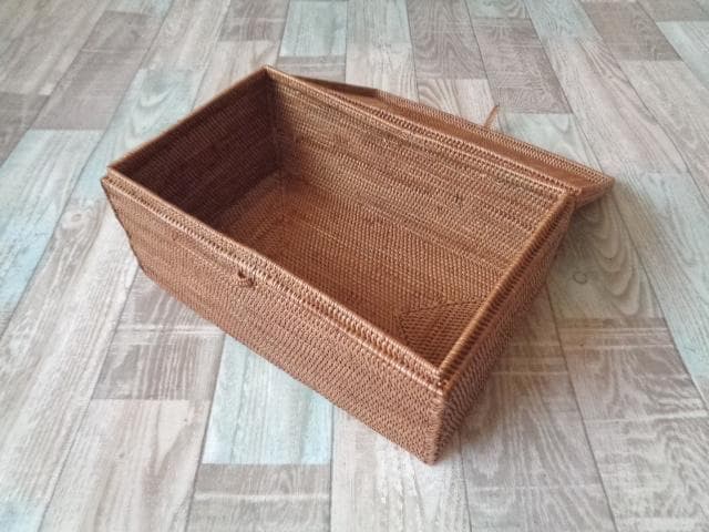 長方形ボックス●フタ付●無地●アタ●バリ島●1311.1●大きめサイズ