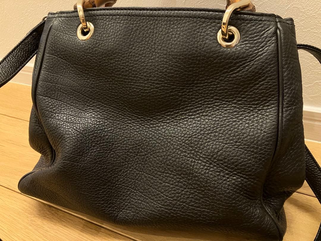 GUCCI バンブー ショッパー ハンドバッグ ブラック