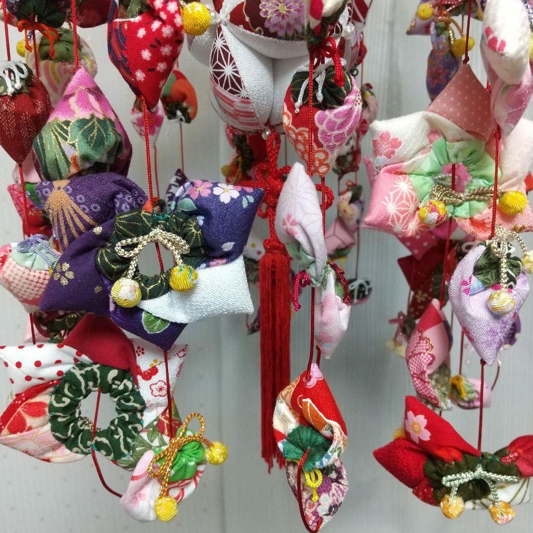 10連 102個 艶やか♪華やか♪ちりめん細工 つるし飾り 80cm