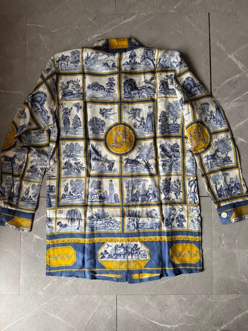 【お値下げ】ETRO エトロ シルク 総柄 シャツ 38 長袖 ヴィンテージ風