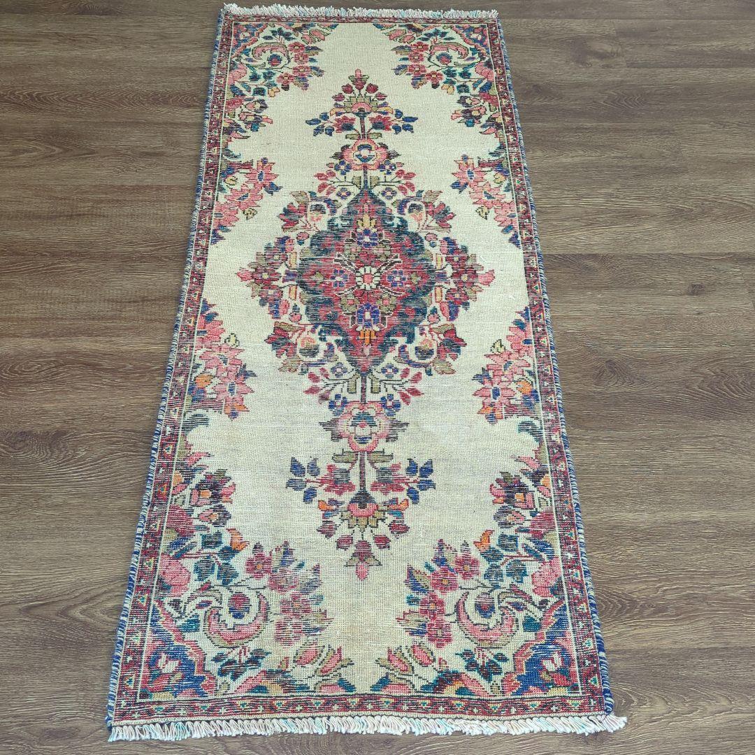 ヴィンテージラグ　ペルシャ絨毯　ザンジャン　手織り絨毯　ウール　コットン