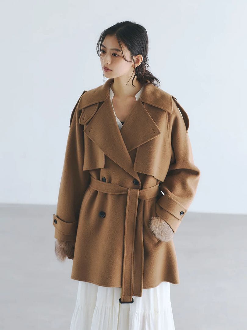 新品未使用 anuans リバーウールミドルトレンチコート　キャメル