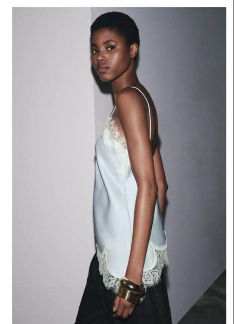 Zara Zw コレクション　ライトブルー レースキャミソール　S