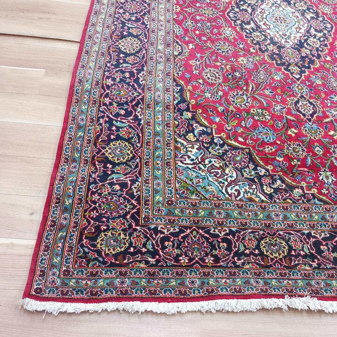 Y3053 高級ペルシャ絨毯 カシャーン産 ウール100% 手織 大判 299㎝